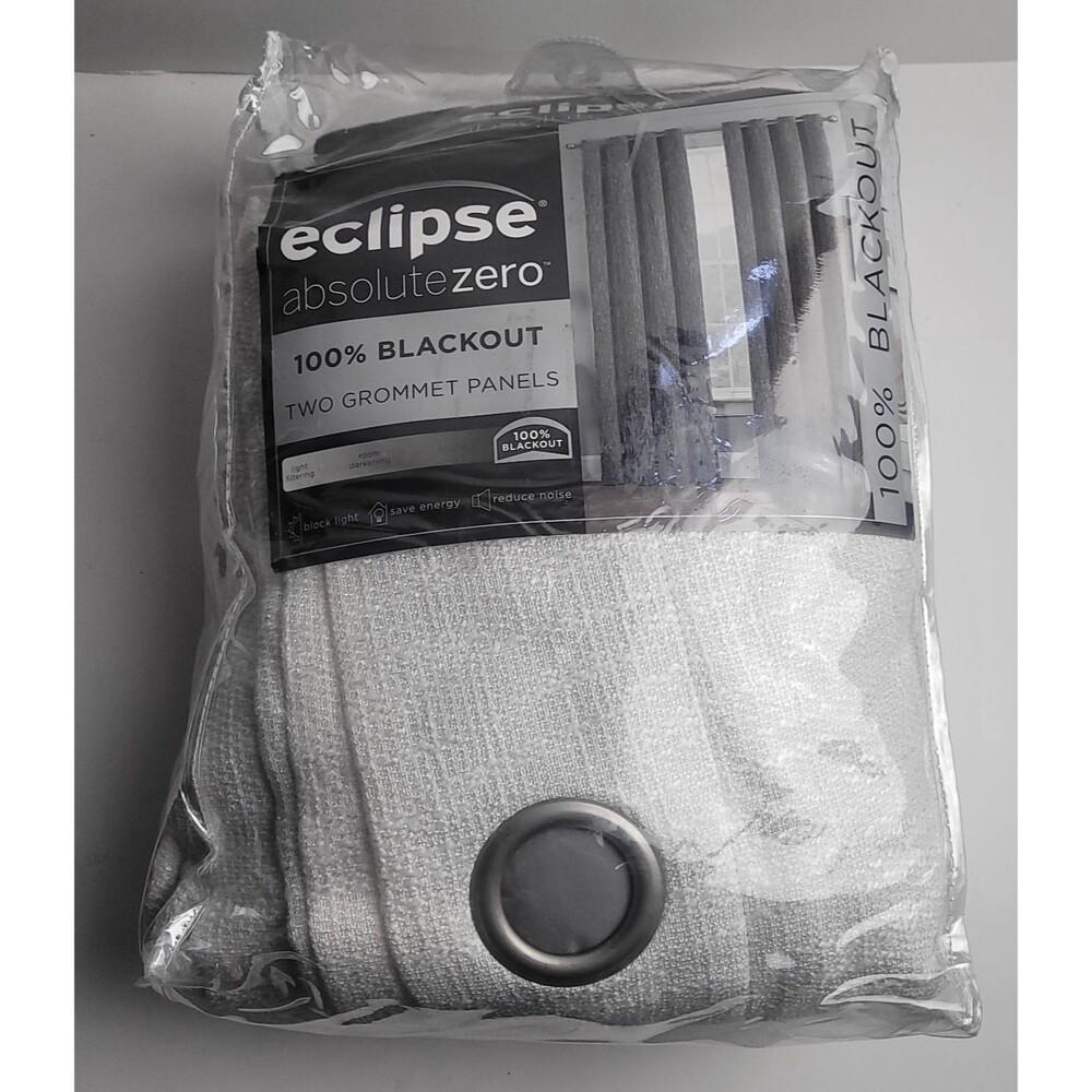 NEW Eclipse Absolute Zero 100%blackout curtain panels Grommet 50x95 'Dean White'